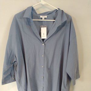 Skinny Girl 2X Blue Button Up Dress Shirt Plus Size